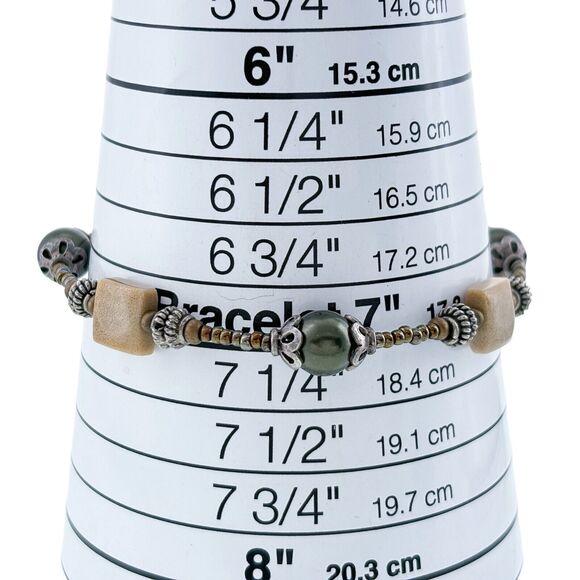 Silver Tone Black Pearl Bead Magnet Clasp Bracelet 7.5" - Picture 3 of 4